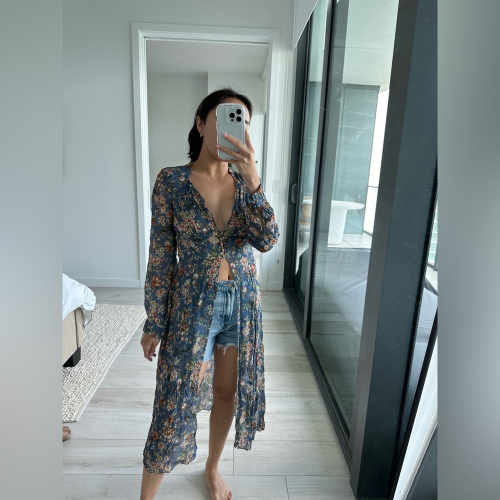 Zara Blue Floral Top